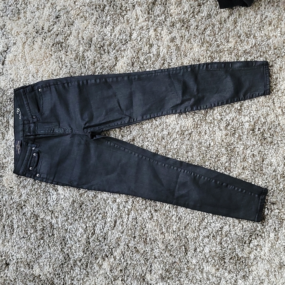 Black skinny coated denim